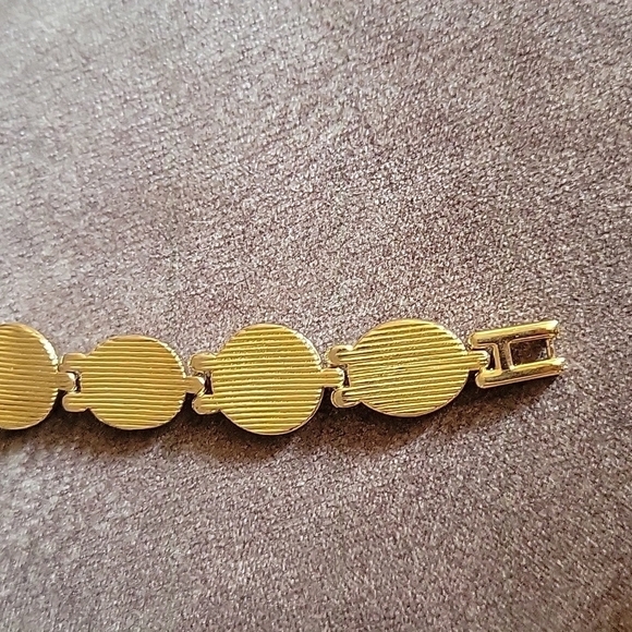 VTG Western Irridescent Cabochon Goldtone Linked Bracelet - Picture 9 of 11